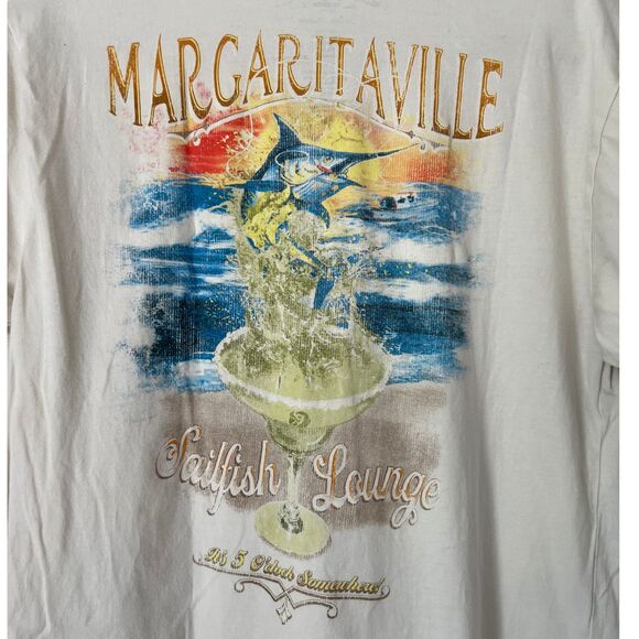 MARGARITAVILLE white Shirt Sailfish Lounge It's 5 O'clock Somewhere t shirt SZ m - Picture 3 of 7